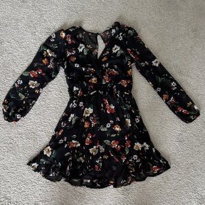 Trixxi Black Floral Long Sleeve Dress
